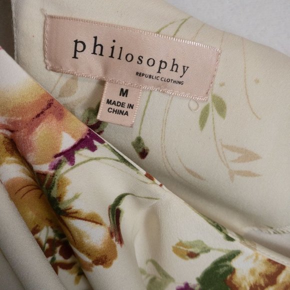 Philosophy Republic Hi Low High Romantic Floral Tunic Blouse Shirt Size Medium M - Picture 5 of 7